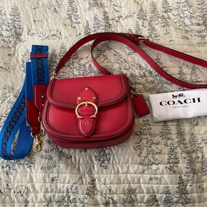 Coach Beat Saddle Bag in candy apple red